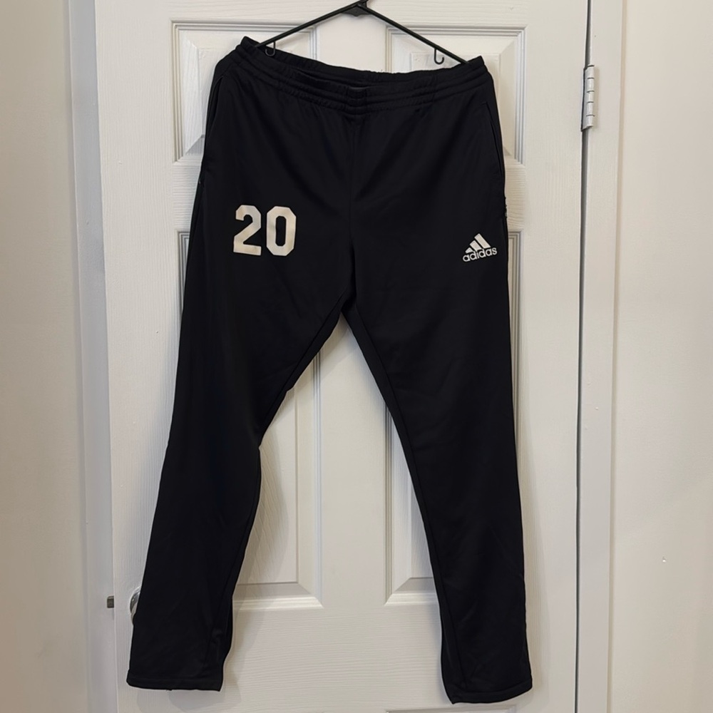 Adidas black joggers with zipper ankles